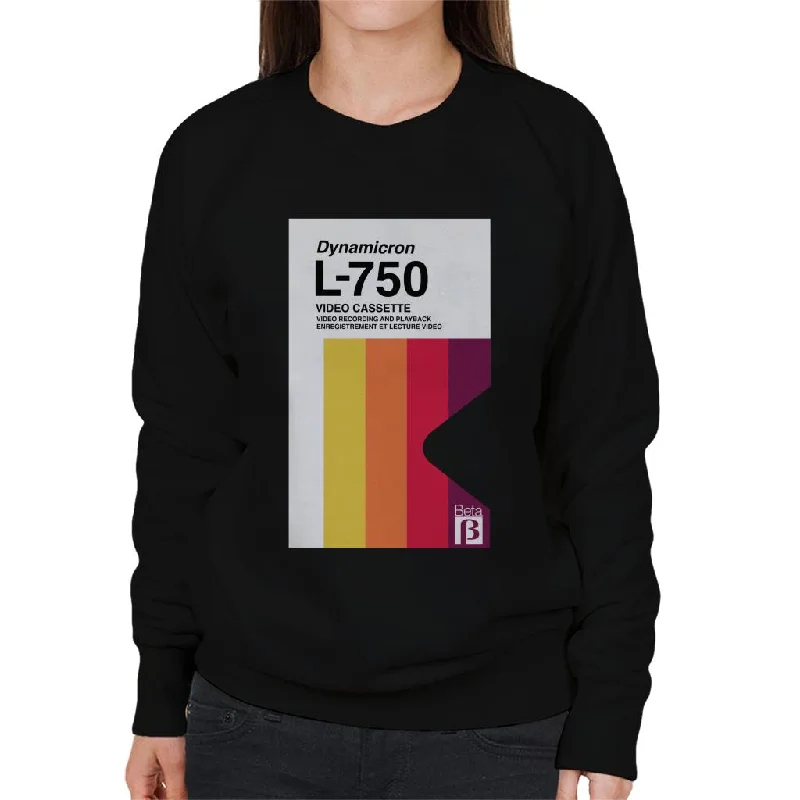 Betamax Dynamicron L 750 Video Cassette Multicolour Stripe Women's Sweatshirt Hoodie with Emblem Brand Identity