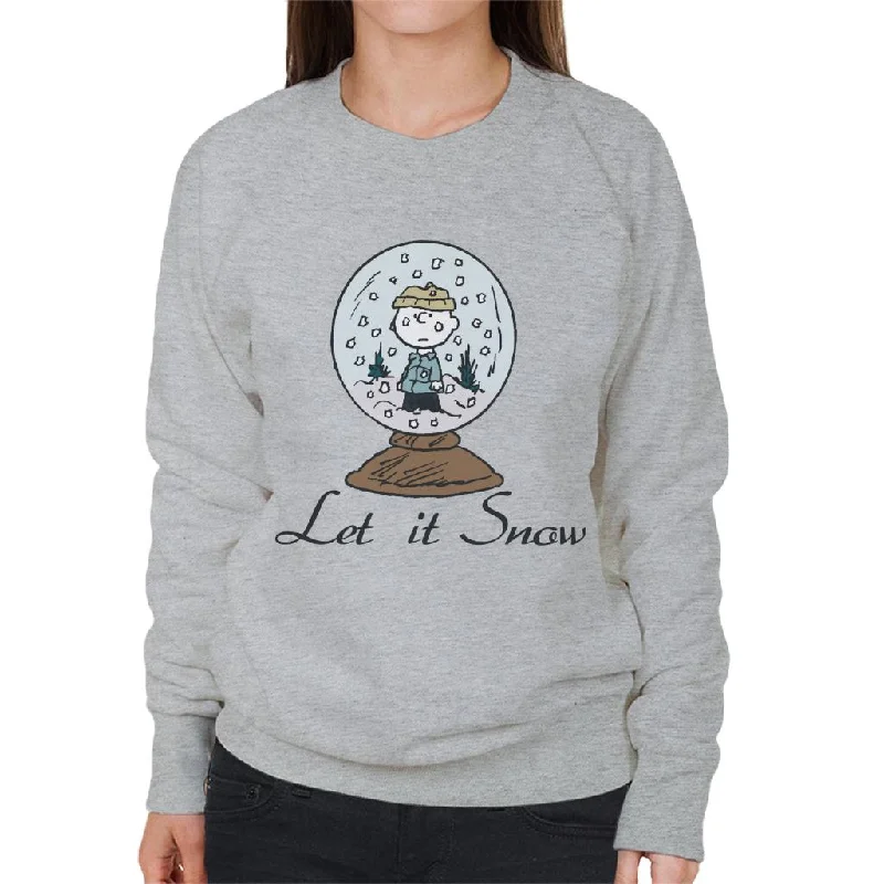 Peanuts Charlie Brown Let It Snow Globe Women's Sweatshirt Hoodie with Pocket Utility Practical