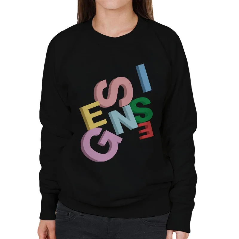 Genesis 3D Logo Women's Sweatshirt Hoodie with Frayed Bohemian Relaxed