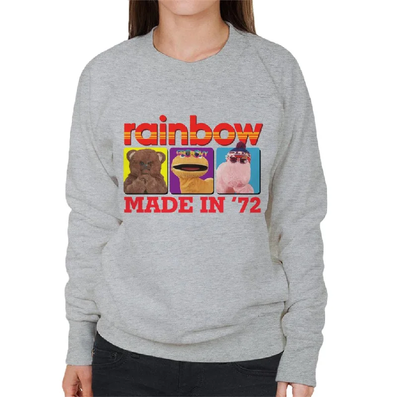 Rainbow Made In 1972 Women's Sweatshirt Hoodie with Drop Shoulder Relaxed Streetwear