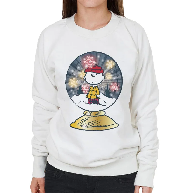 Peanuts Snoopy Charlie Brown In Snow Globe Women's Sweatshirt Hoodie with Print Artistic Unique