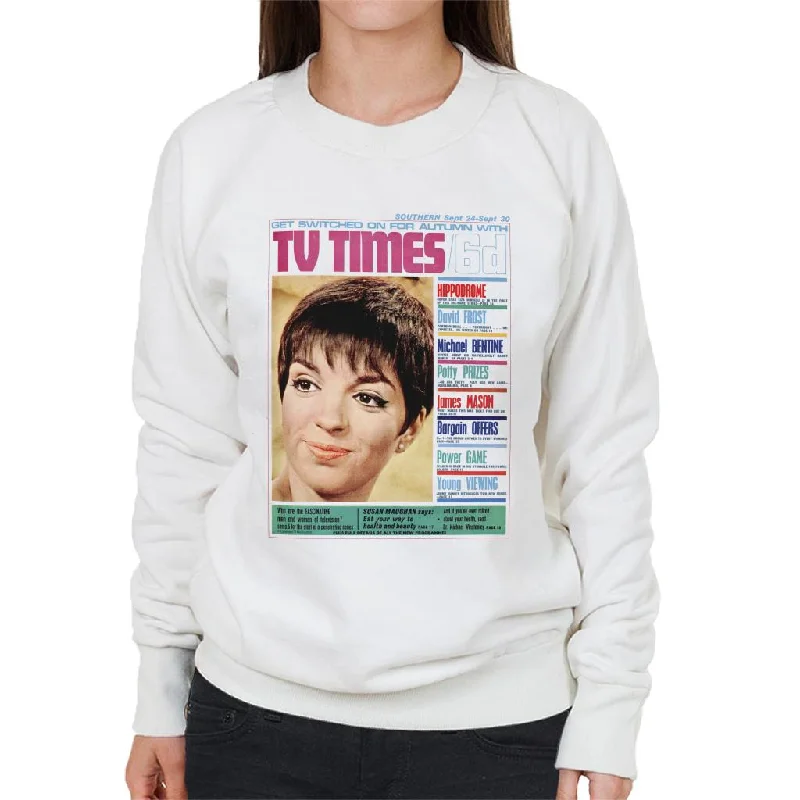 TV Times Liza Minnelli 1966 Cover Women's Sweatshirt Hoodie with Hem Raw Edge Edgy Unfinished