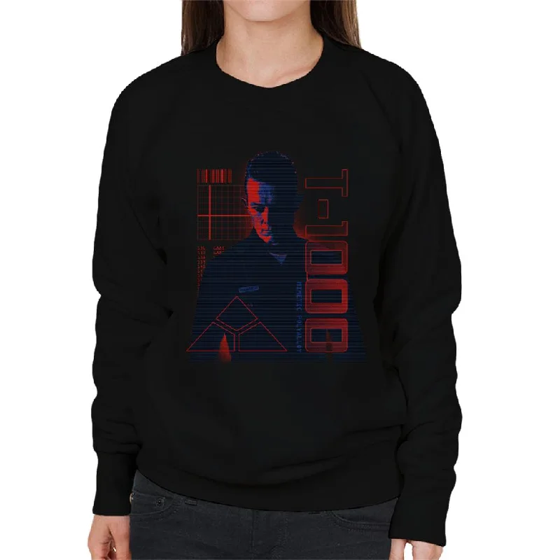 Terminator 2 Judgement Day T 1000 Women's Sweatshirt Hoodie with Hidden Zipper Minimalist Clean