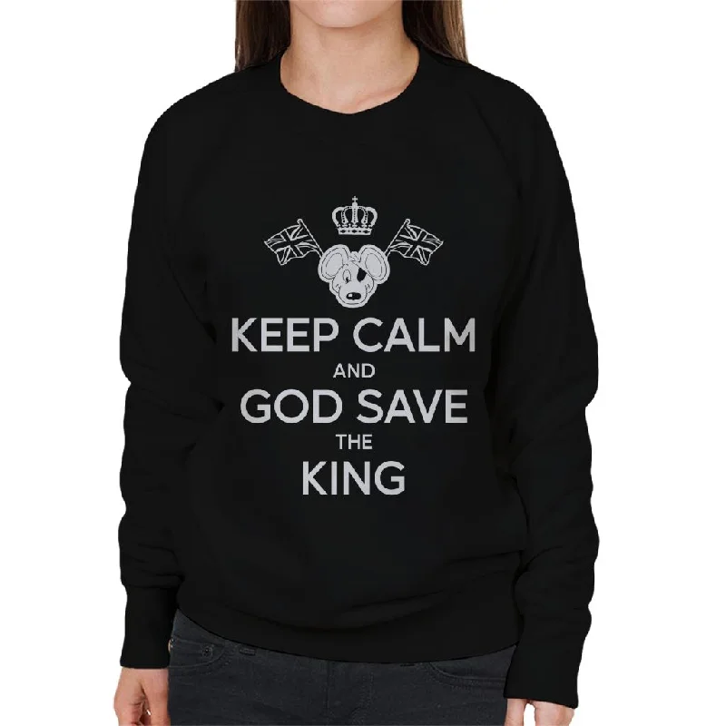 Danger Mouse Keep Calm And God Save The King Women's Sweatshirt Hoodie with Mock Neck Collared Structured