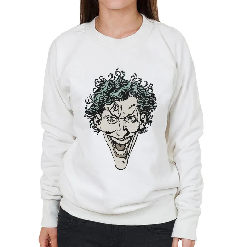 Batman The Joker Character Head Women's Sweatshirt Hoodie with Slit Hem Functional Movement