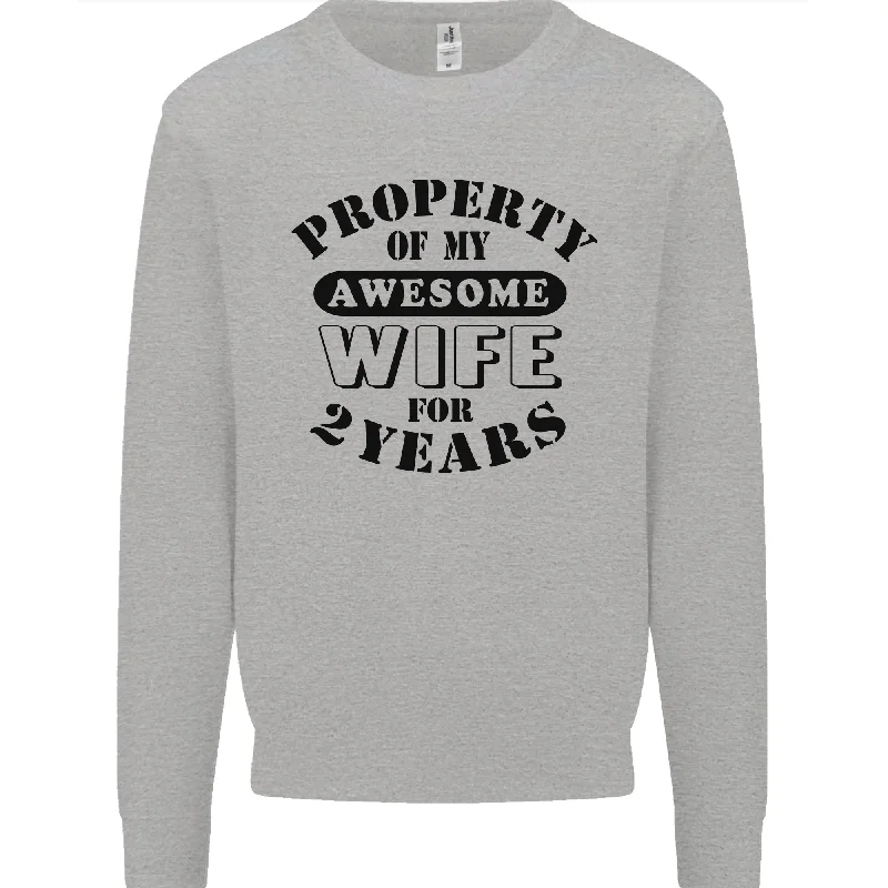 2nd Wedding Anniversary 2 Year Funny Wife Mens Sweatshirt Jumper Hoodie with Hem Frayed Vintage Worn