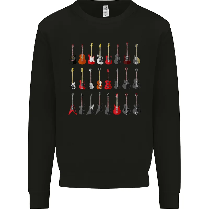 A Collection of Guitars Guitarist Electric Mens Sweatshirt Jumper Hoodie with Emblem Brand Identity A Collection of Guitars Guitarist Electric Mens Sweatshirt Jumper Hoodie with Emblem Brand Identity