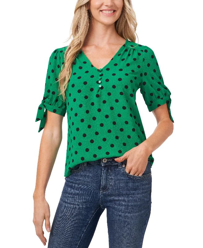 Women's Disco Dot Tie-Sleeve Short Sleeve Blouse Sleeveless Summer Blouse