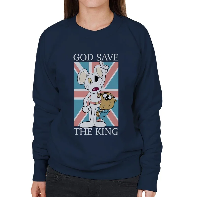 Danger Mouse God Save The King Union Jack Women's Sweatshirt Hoodie with Half-Zip Sporty Casual