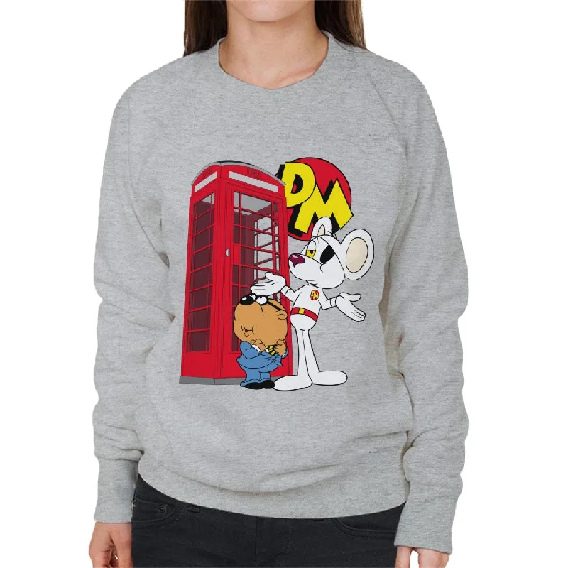 Danger Mouse Red Telephone Box Women's Sweatshirt Hoodie with Zipper Placket Modern Functional