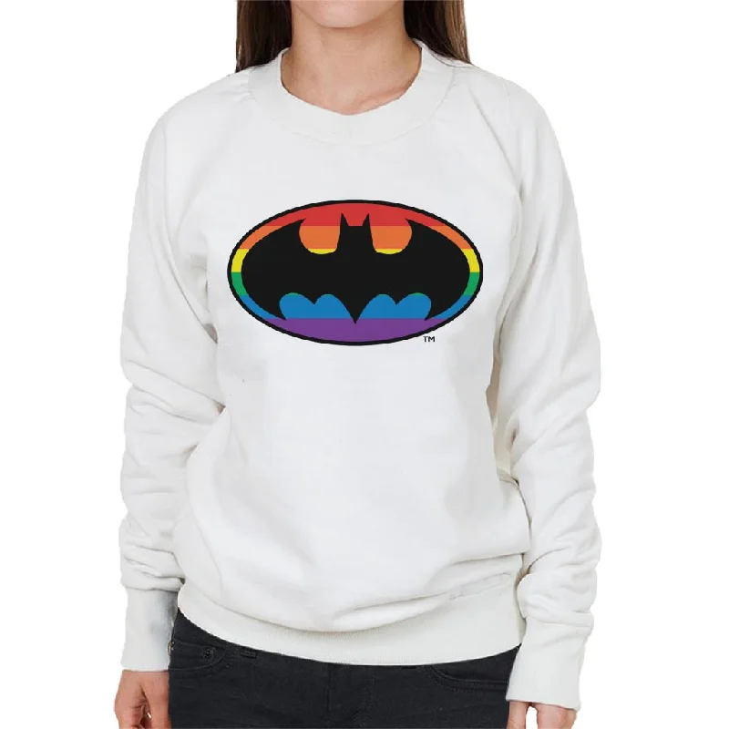 Batman Black Bat Symbol Rainbow Background Women's Sweatshirt Hoodie with Velcro Closure Adjustable Secure