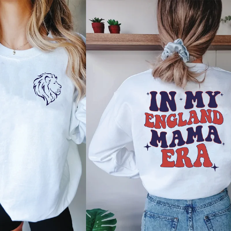 In My England Mama Era Front & Back Graphic Sweatshirt Zip Hoodie Drawstring Kangaroo Pocket