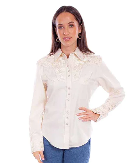 Women's Floral Embroidered Blouse Airy Cotton Blouse