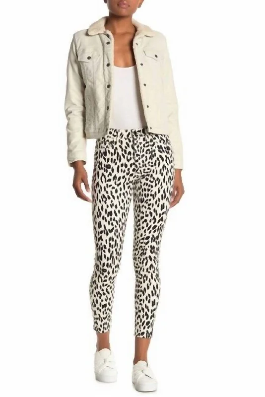 Charlie High Rise Leopard Print Coated Skinny Jeans In White, Black Chic Faded Blue Jeans Charlie High Rise Leopard Print Coated Skinny Jeans In White, Black Chic Faded Blue Jeans
