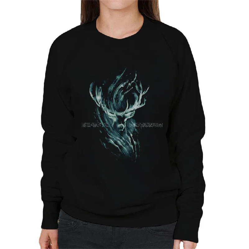 Harry Potter And The Prisoner Of Azkaban Deer Expecto Patronum Women's Sweatshirt Hoodie with High Neck Warm Protective