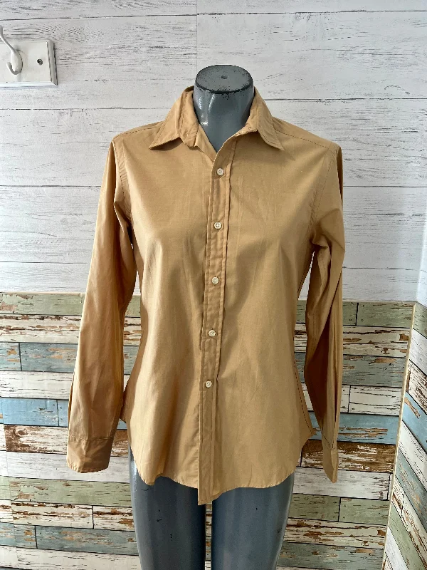 80’s Sand Button Up Blouse By Stanley Blacker Slim Fit Blouse