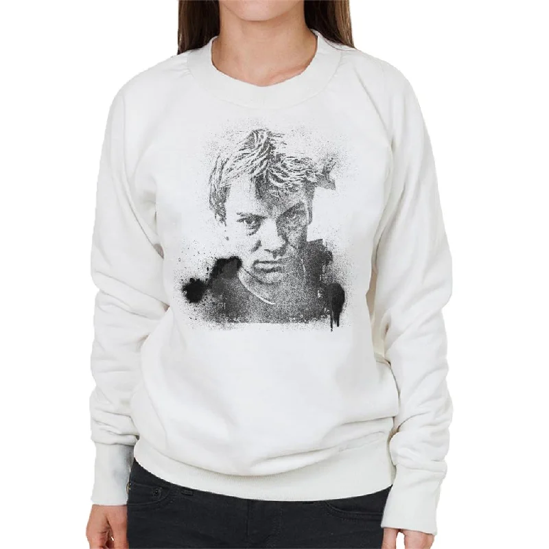 TV Times Portrait Of Musician Sting Women's Sweatshirt Hoodie with Hem Fringe Bohemian Relaxed