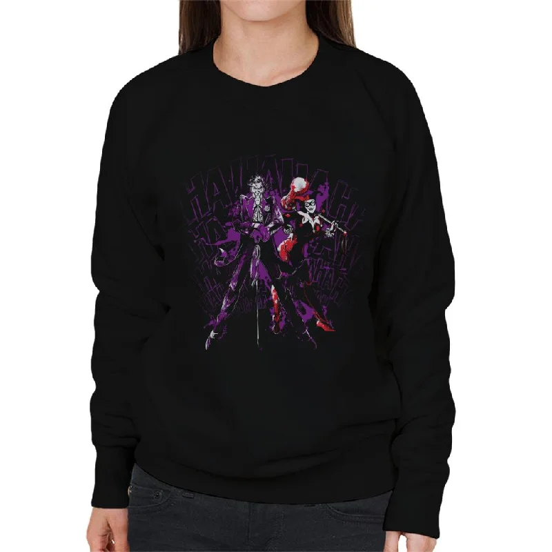 Batman The Joker And Harley Quinn Hahahaha Women's Sweatshirt Hoodie with Ribbed Hem Stretchable Secure