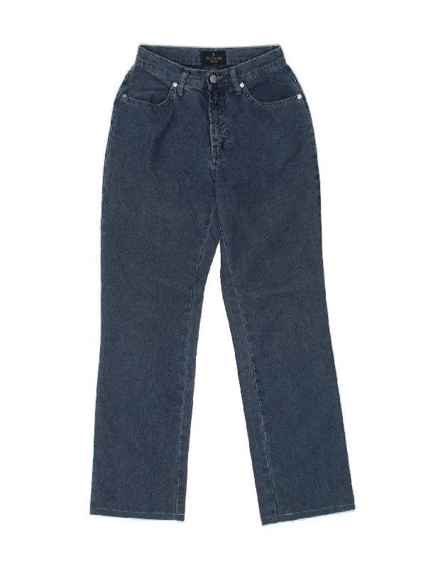 TRUSSARDI Womens Straight Jeans W25 L29 Blue Cotton Stylish Cargo Style Jeans