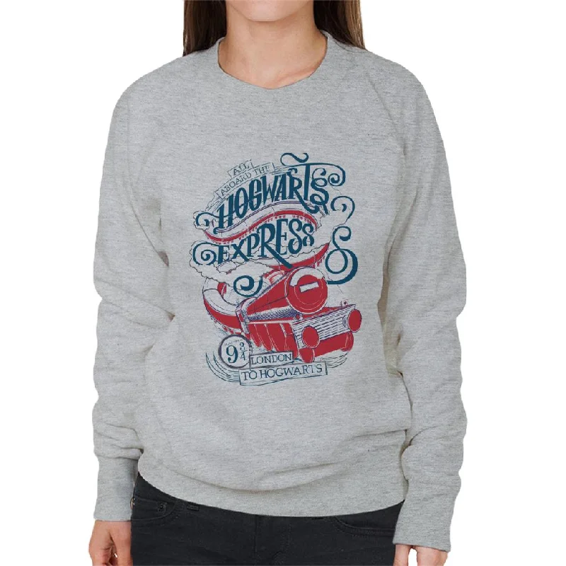 Harry Potter All Aboard The Hogwarts Express Women's Sweatshirt Hoodie with Hem Detail Decorative Unique