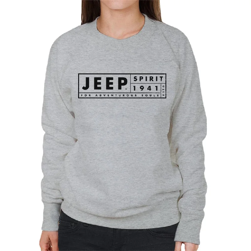 Jeep Spirit 1941 Estd For Adventurous Souls Dark Logo Women's Sweatshirt Cotton Hoodie Fleece Lining Warmth