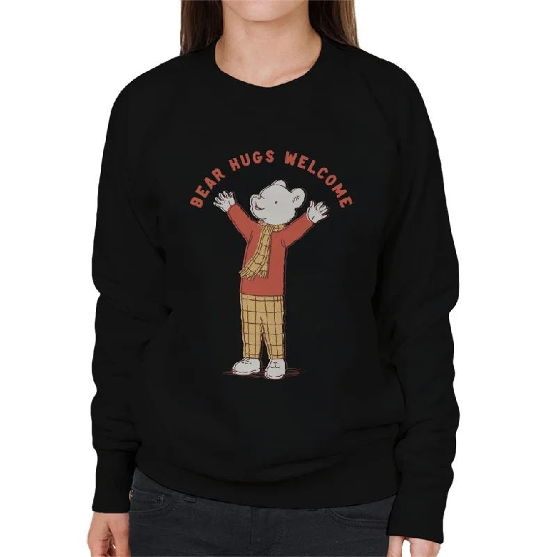 Rupert Bear Hugs Welcome Women's Sweatshirt Hoodie with Applique Textured Unique