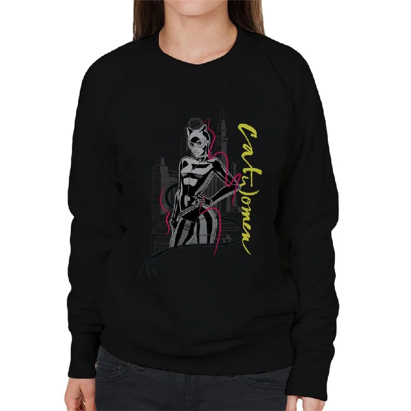 Batman Catwoman In Gotham City Women's Sweatshirt Hoodie with Magnetic Closure Innovative Modern