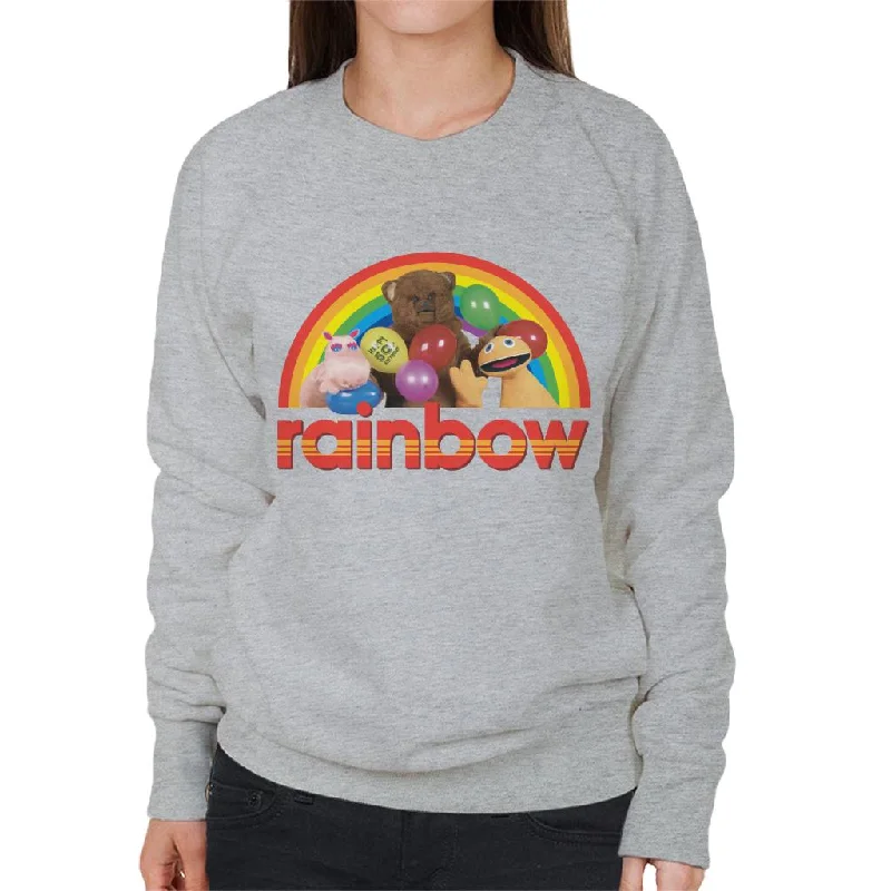 Rainbow 1972 50th Anniversary Balloons Women's Sweatshirt Hoodie with Ribbed Hem Stretchable Secure