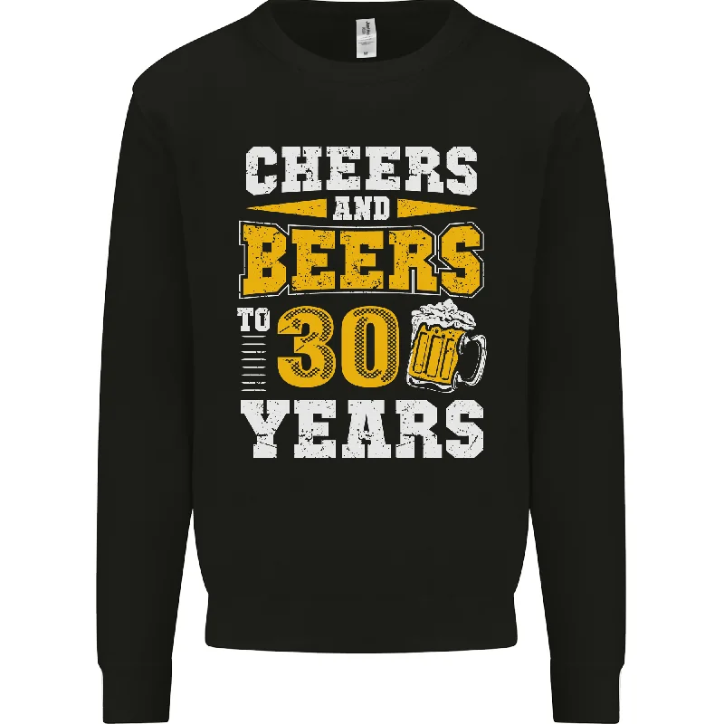 30th Birthday 30 Year Old Funny Alcohol Mens Sweatshirt Jumper Hoodie with Button Placket Classic Preppy