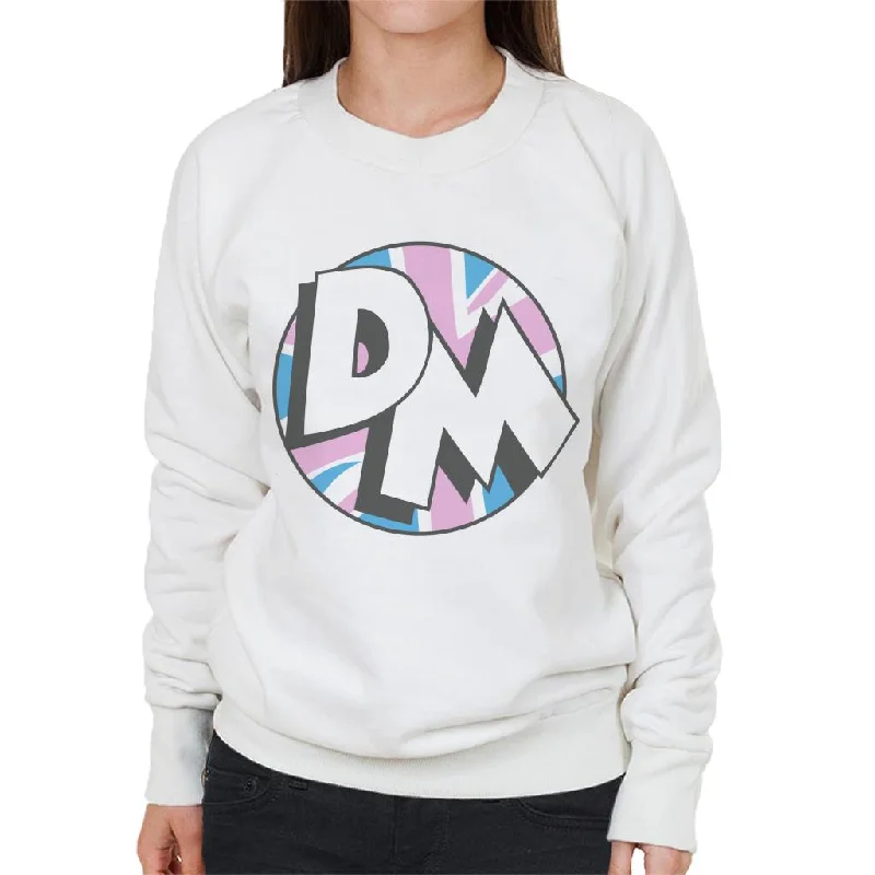 Danger Mouse Initials Union Jack Women's Sweatshirt Hoodie with Raw Hem Edgy Unfinished