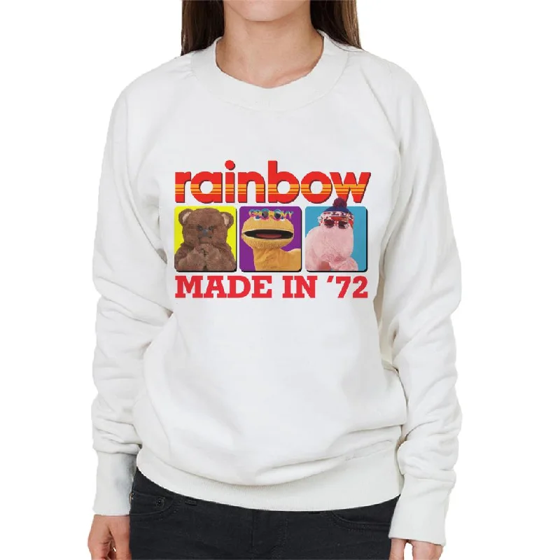 Rainbow Made In 1972 Bungle Zippy And George Women's Sweatshirt Hoodie with Fur Luxurious Winter