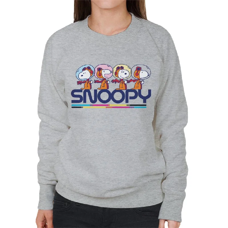 Peanuts Snoopy Space Travel Montage Women's Sweatshirt Hoodie with Camouflage Military Edgy