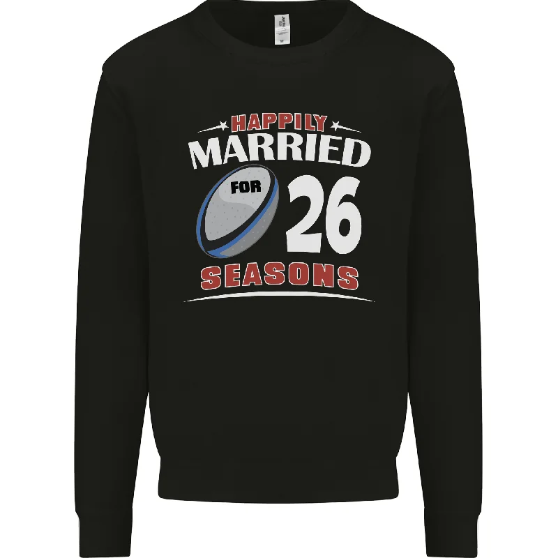 26 Year Wedding Anniversary 26th Rugby Mens Sweatshirt Jumper Hoodie with Emblem Brand Identity