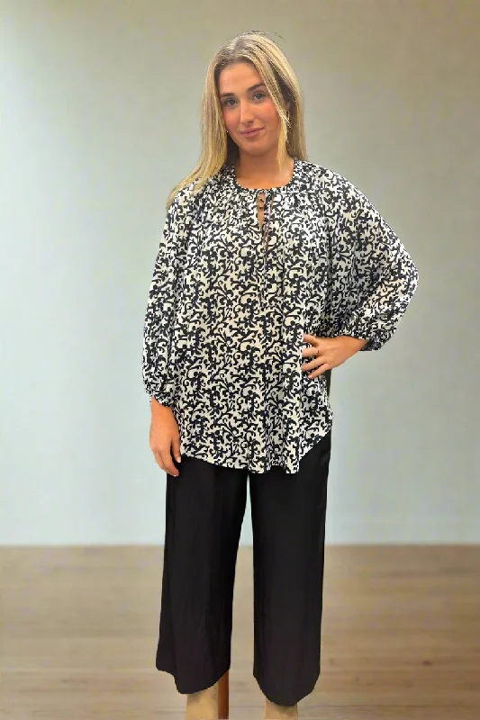 Artisan Blouse in Quill Print Charmeuse F842 7076 by Mela Purdie Versatile Layering Blouse