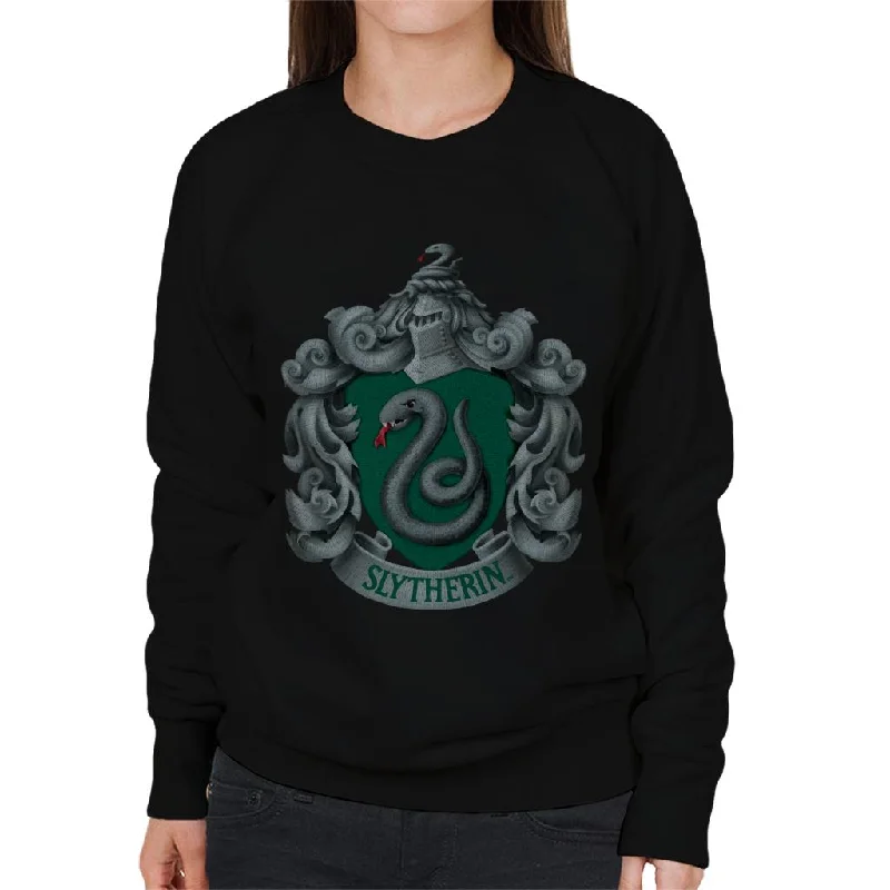 Harry Potter Slytherin Serpent Shield Women's Sweatshirt Hoodie with Raglan Sleeves Sporty Comfortable