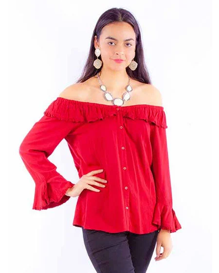 Women's Ruffle Blouse Feminine Tie Blouse