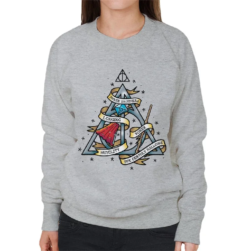 Harry Potter The Deathly Hallows Women's Sweatshirt Hoodie with Full-Zip Functional Layering