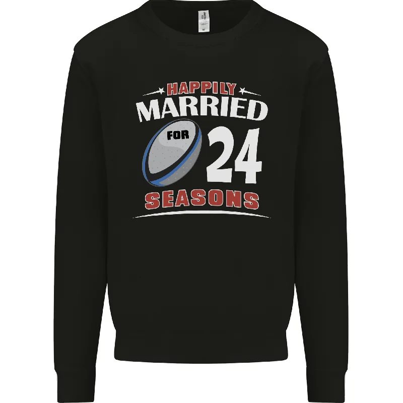 24 Year Wedding Anniversary 24th Rugby Mens Sweatshirt Jumper Cotton Hoodie Fleece Lining Warmth