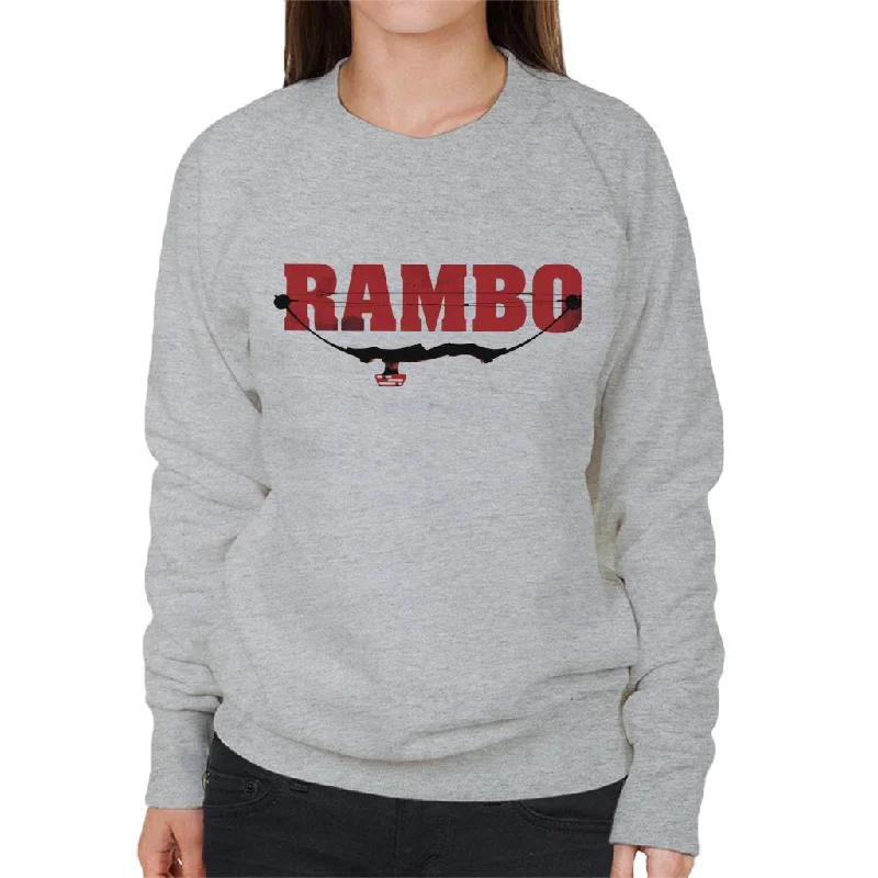 Rambo Logo Compound Bow Women's Sweatshirt Hoodie with High-Low Hem Asymmetrical Trendy