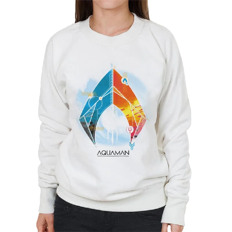 Aquaman Blue And Orange Symbol Atlans Trident Women's Sweatshirt Graphic Hoodie Design Print