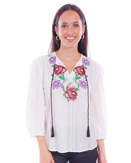 Women's Embroidered Blouse Elegant Peplum Blouse