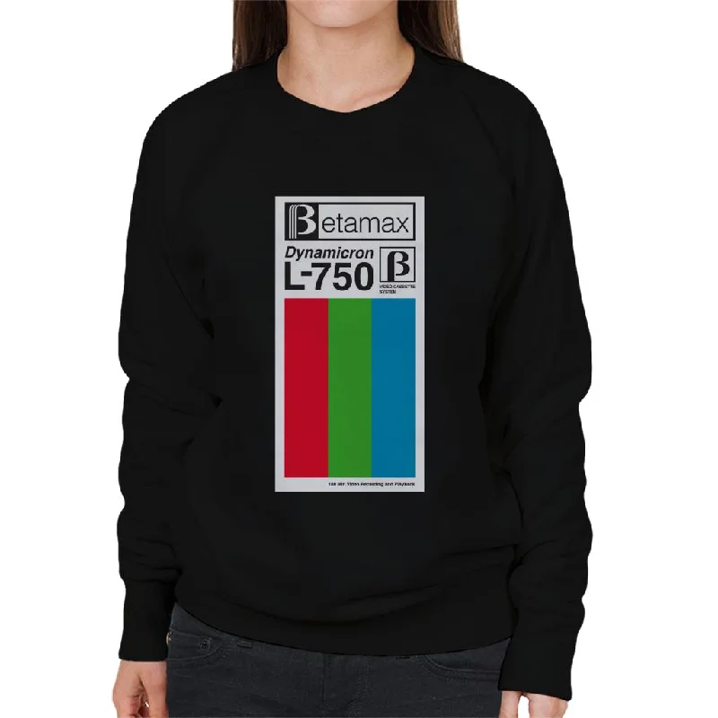 Betamax Dynamicron L 750 Video Red Green And Blue Stripe Women's Sweatshirt Hoodie with Fur Luxurious Winter