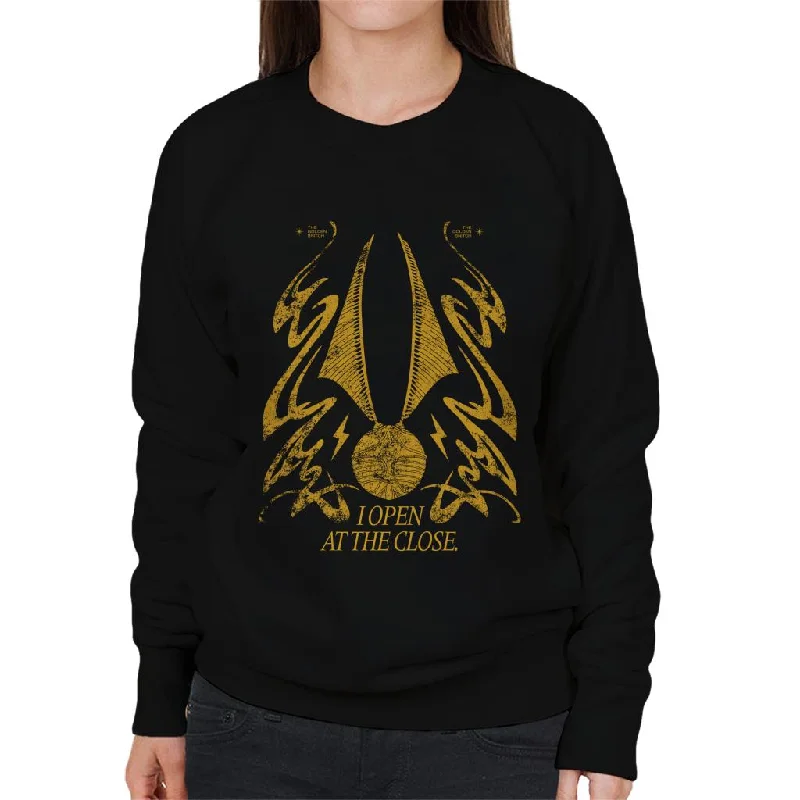 Harry Potter Golden Snitch I Open At The Close Women's Sweatshirt Hoodie with Drawstring Waist Adjustable Fitted