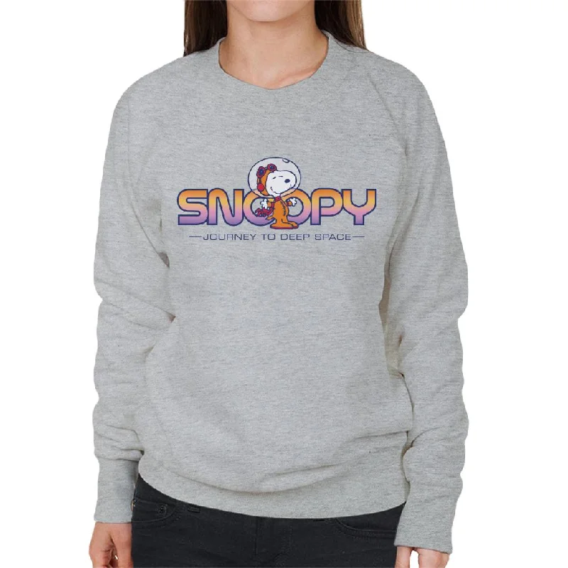 Peanuts Snoopy Journey To Deep Space Women's Sweatshirt Hoodie with Raw Hem Edgy Unfinished