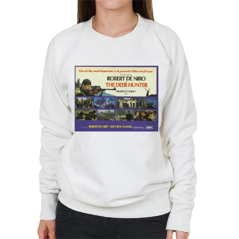 The Deer Hunter Film Montage Poster Women's Sweatshirt Hoodie with Earth Tones Natural Calm