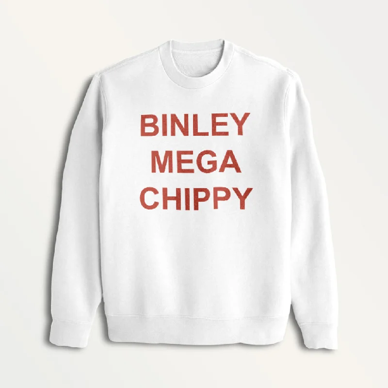 Binley Mega Chippy Red Text Women's Sweatshirt Hoodie with Hem Lace Feminine Delicate