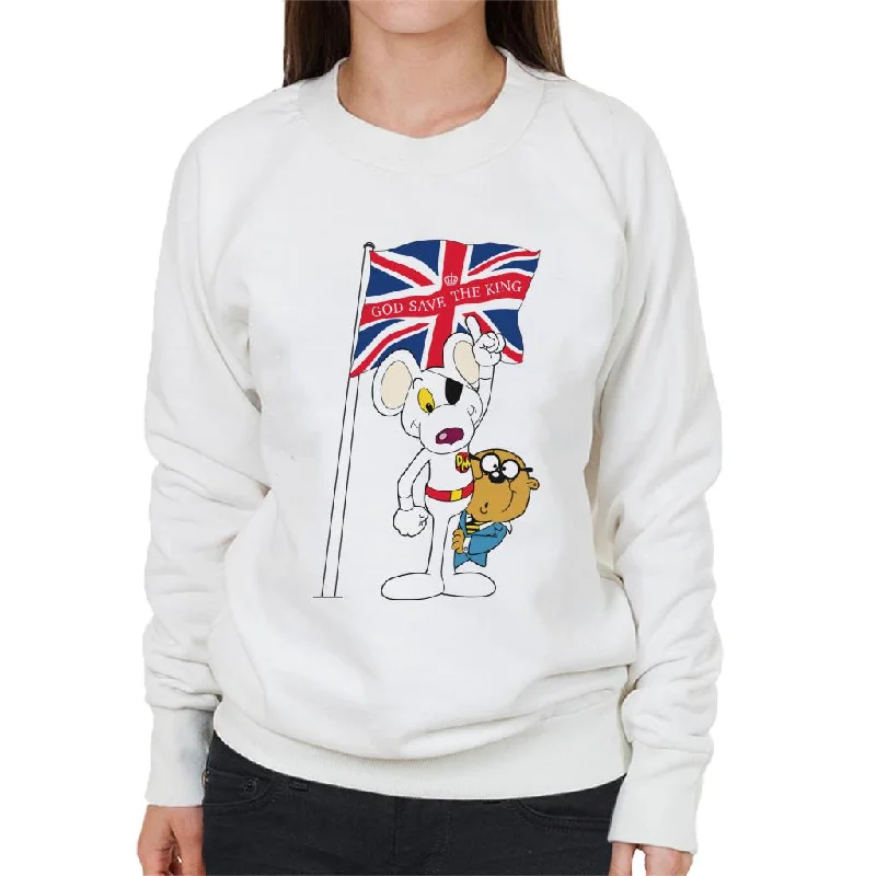 Danger Mouse Union Jack Flag God Save The King Women's Sweatshirt Hoodie with Cropped Fit Short Trendy