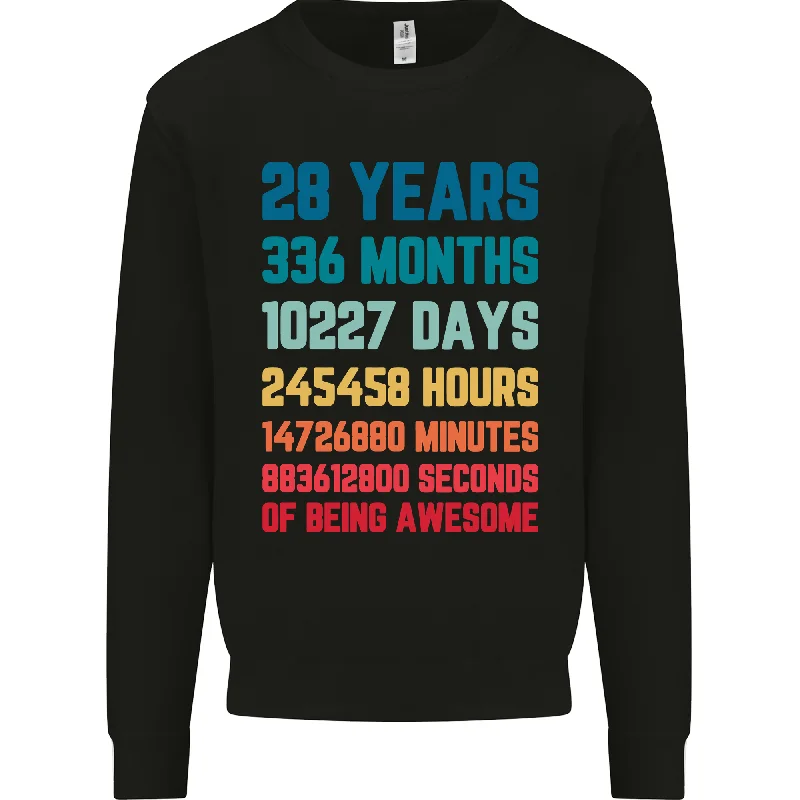 28th Birthday 28-Year-Old Men's Sweatshirt Jumper Hoodie with Batwing Sleeves Loose Dramatic