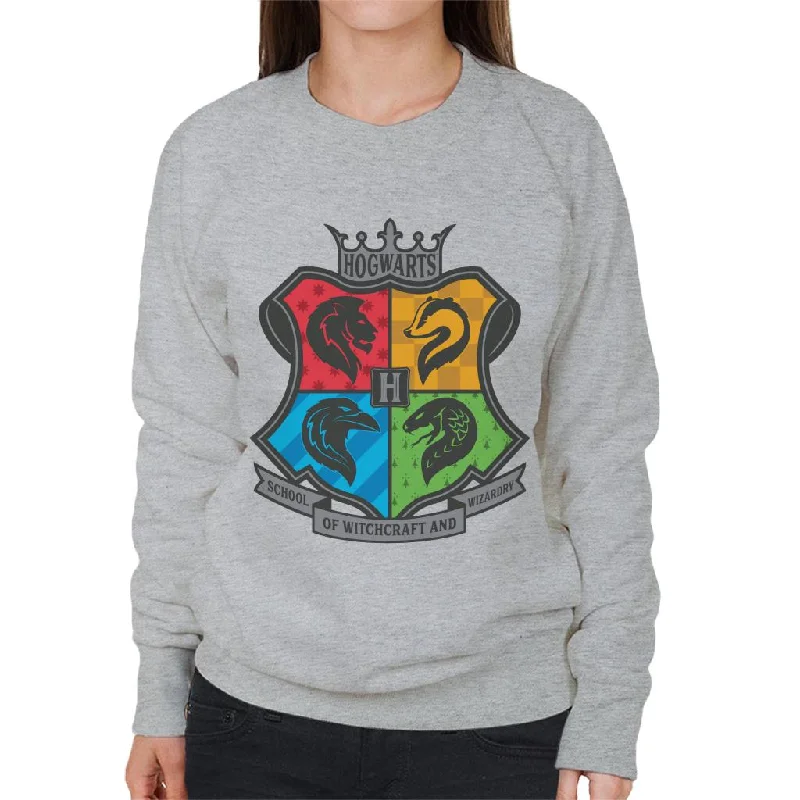 Harry Potter Hogwarts School Of Witchcraft And Wizardry Mascots Women's Sweatshirt Hoodie with Raw Hem Edgy Unfinished