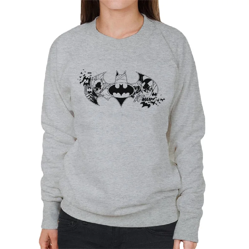 Batman Bat Symbol Montage Women's Sweatshirt Hoodie with High-Low Hem Asymmetrical Trendy